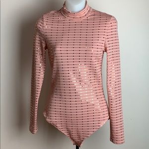 Long sleeve pink sparkly bodysuit